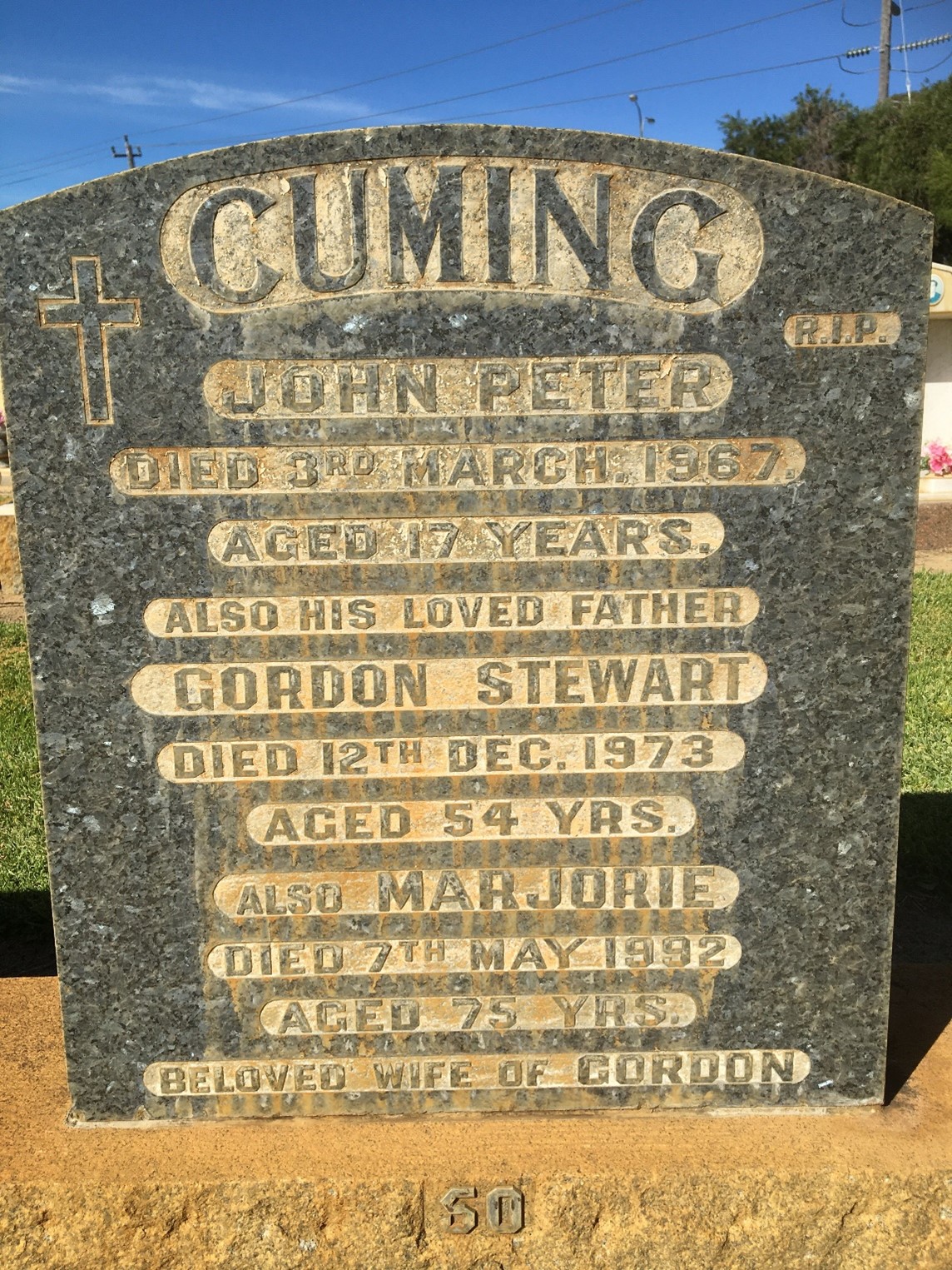 Alice Margaret Mary (Marjorie) Cuming, Karrkatta Cemetery, Perth